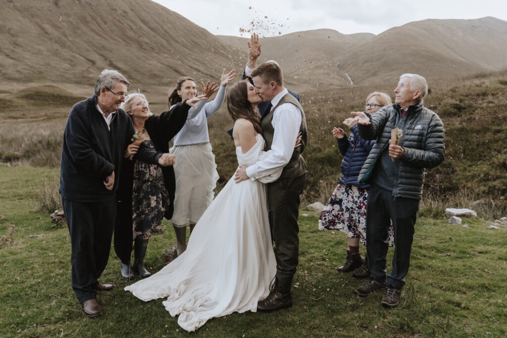 Confetti during an elopement with the small number of guests