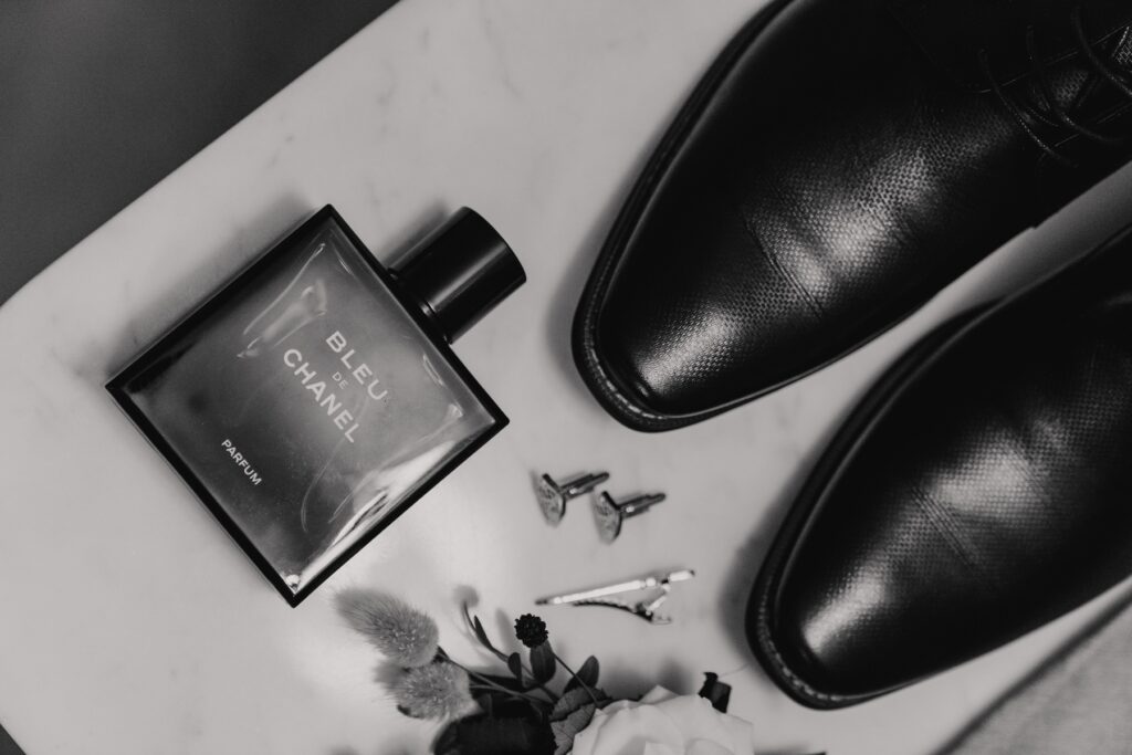 The groom's details at Bassmead Manor Barns in Cambridgeshire