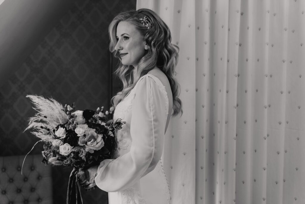 Bridal portraits at Bassmead Manor Barns in Cambridge