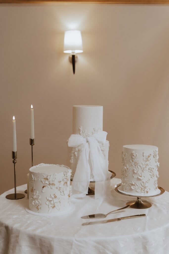 Trendy wedding cake ideas at Bassmead Manor Barns in Cambridgeshire