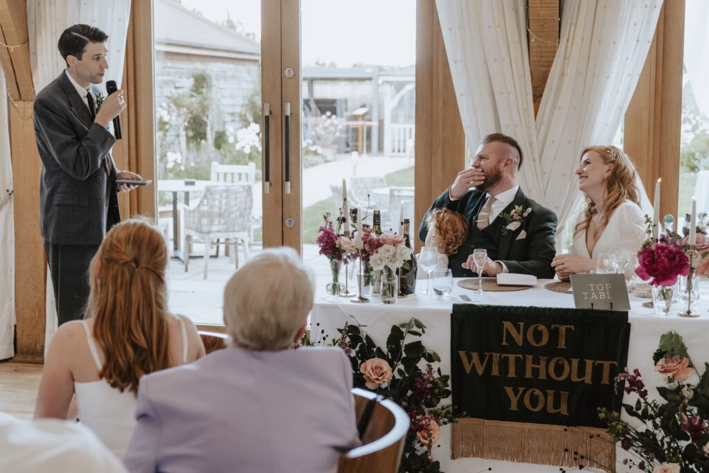 Candids during speeches at Bassmead Manor Barns in Cambridgeshire
