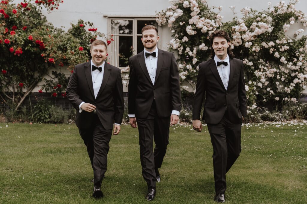 The groom and his groomsmen at Easton Grange in Suffolk