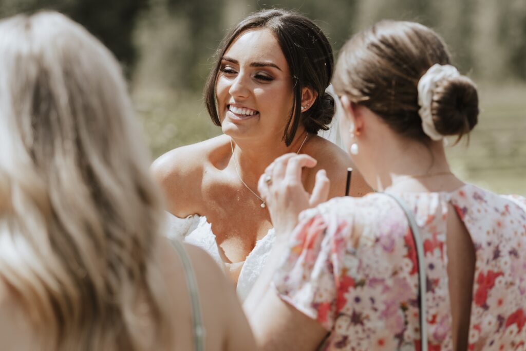 Candid moments during the drinks reception at Easton Grange in Suffolk