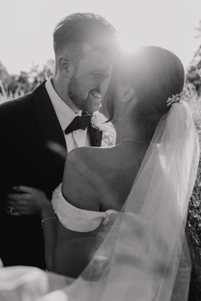 Easton Grange wedding photographer in Suffolk capturing golden hour couples portraits on the evening of a wedding day