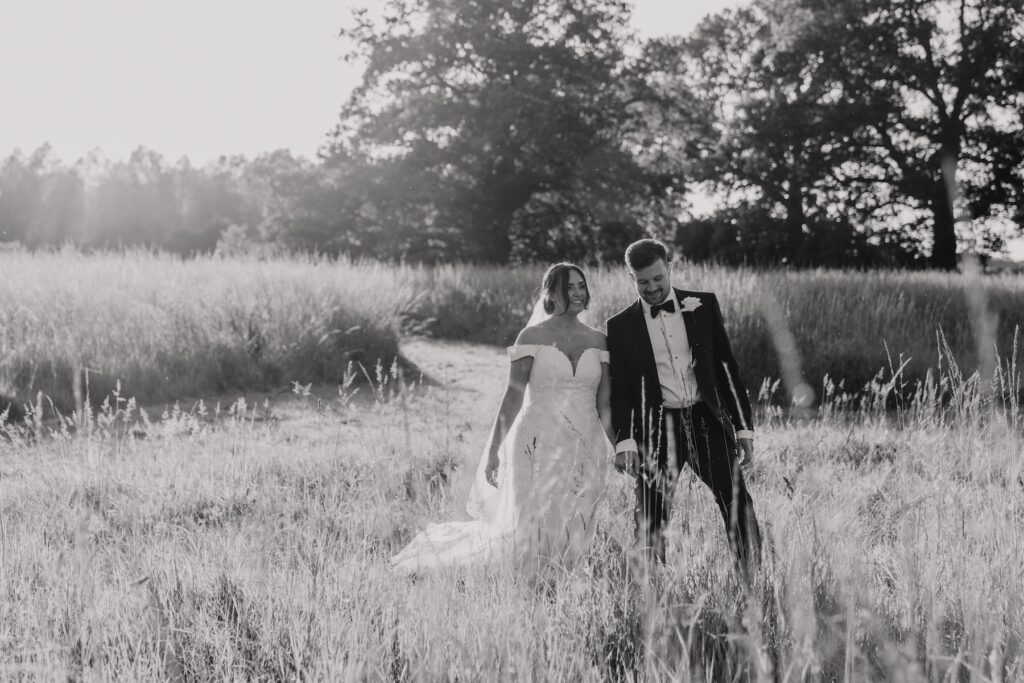 Golden hour couples wedding portraits at Easton Grange in Suffolk