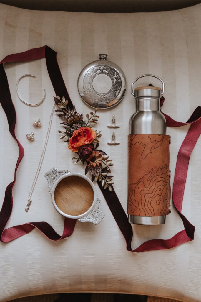 A couples morning prep during their Scottish elopement