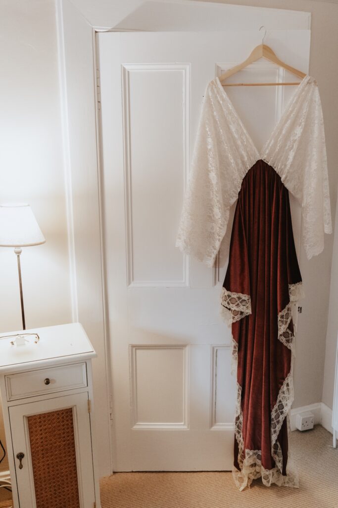 Details of the brides dress during a Scotland elopement
