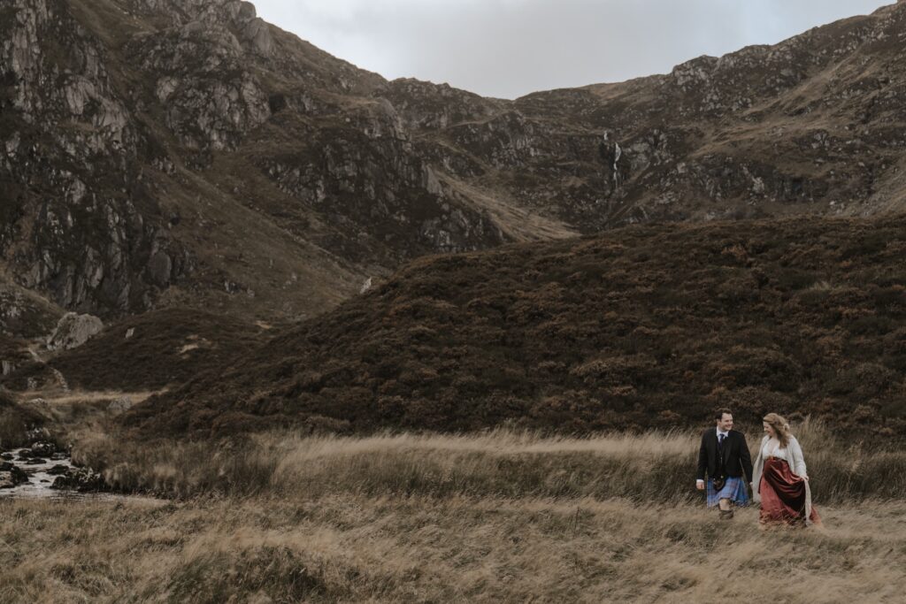 Couples portraits at Corrie Fee during a Scotland elopement