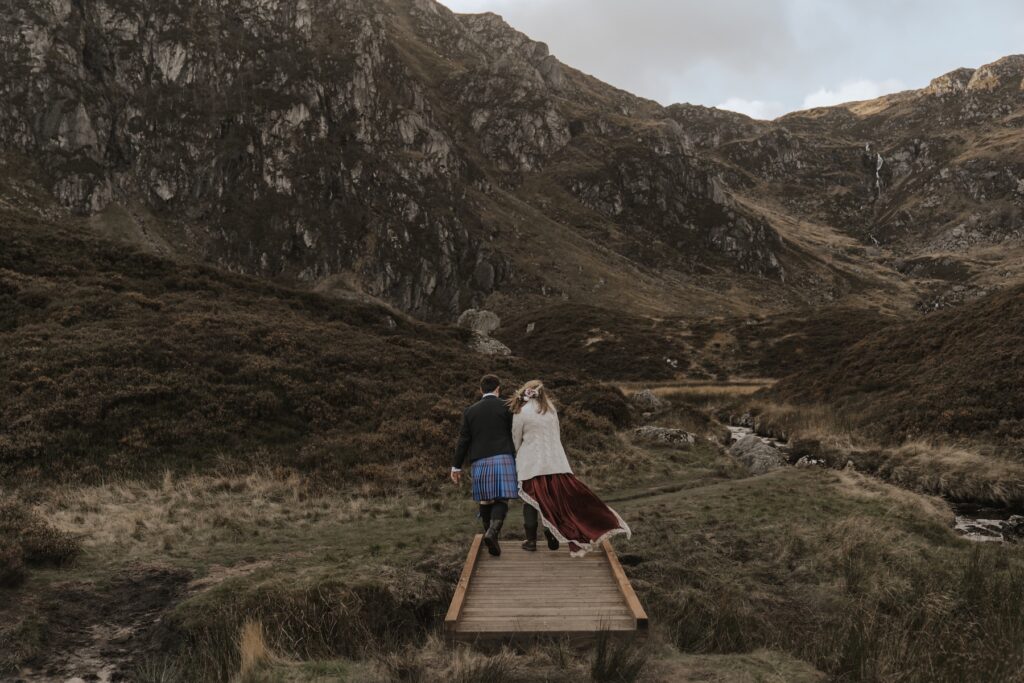 Scotland elopement photographer capturing a couple at Corrie Fee