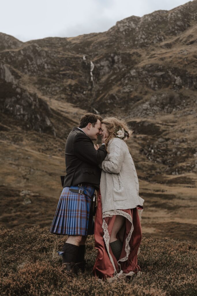 Cairngorms elopement photographer capturing a Corrie Fee elopement