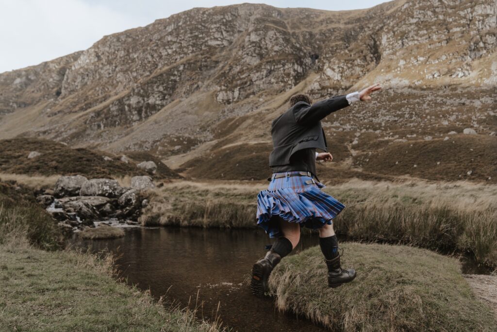 Fun moments during a scotland elopement