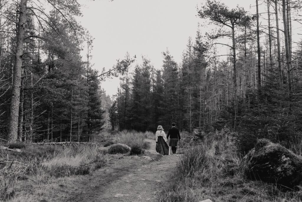 Candid moments of a couple as they explore on their Scottish elopement