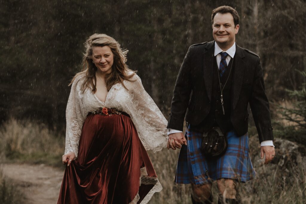 Scotland elopement photographer capturing candid portraits of a couple