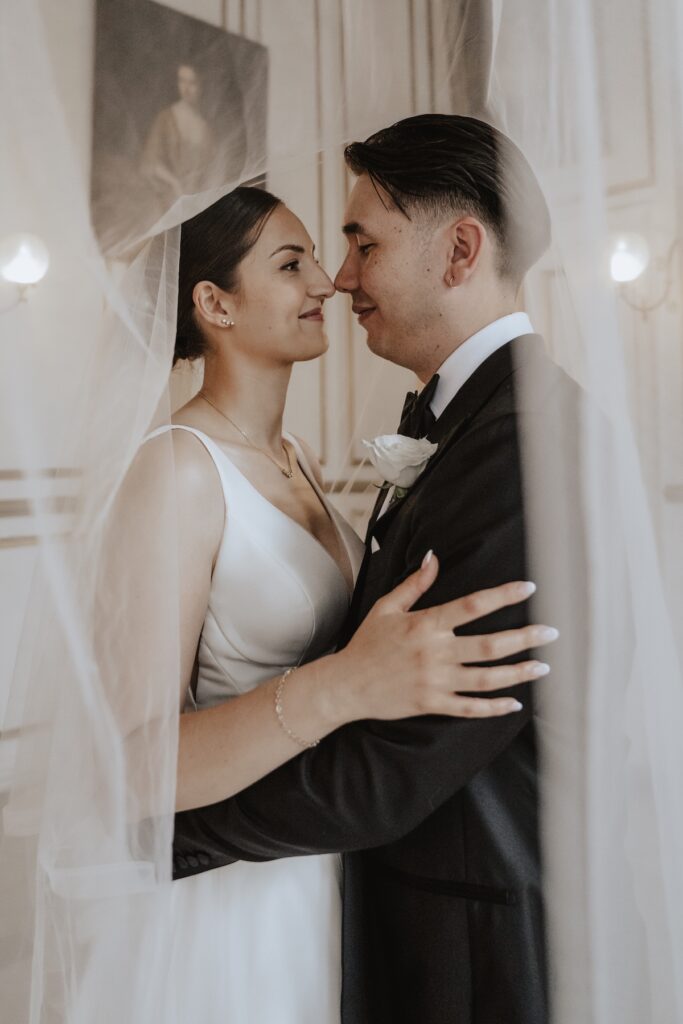 Essex wedding photographer capturing indoor couples portraits at Gosfield Hall