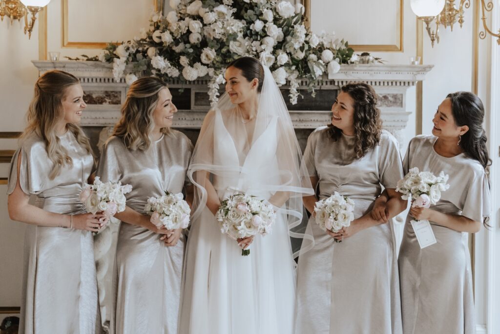 Indoor bridesmaids formals at Gosfield Hall