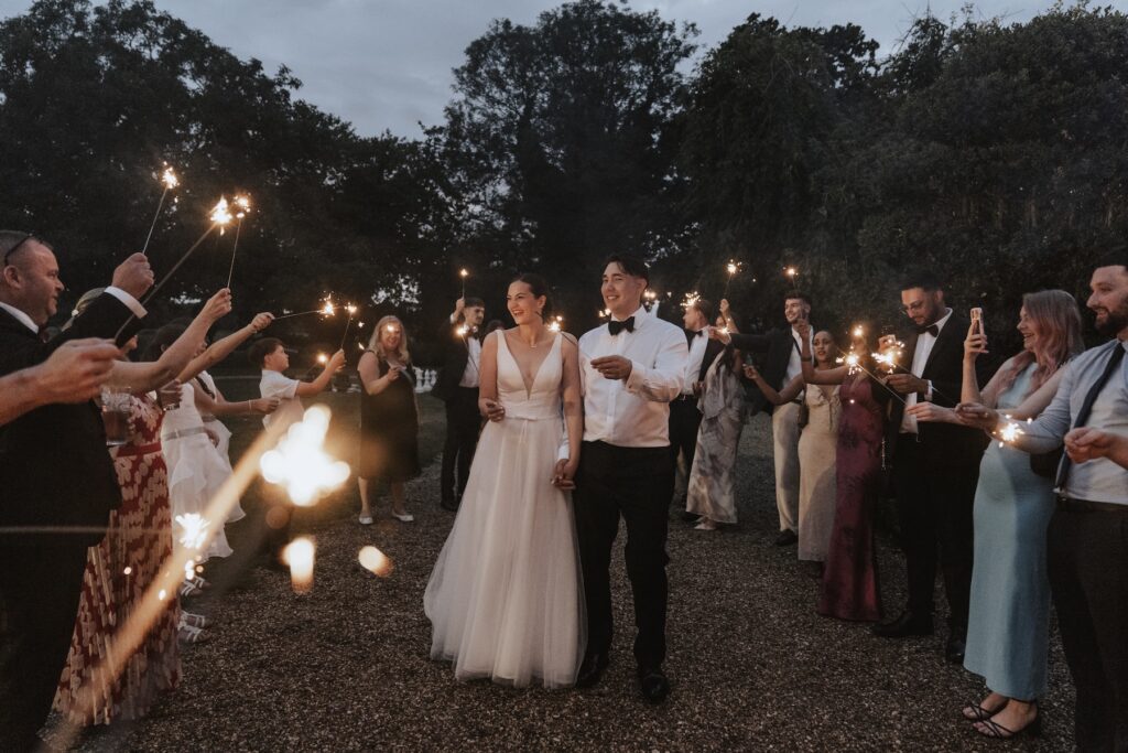 Sparklers in the evening at Gosfield Hall