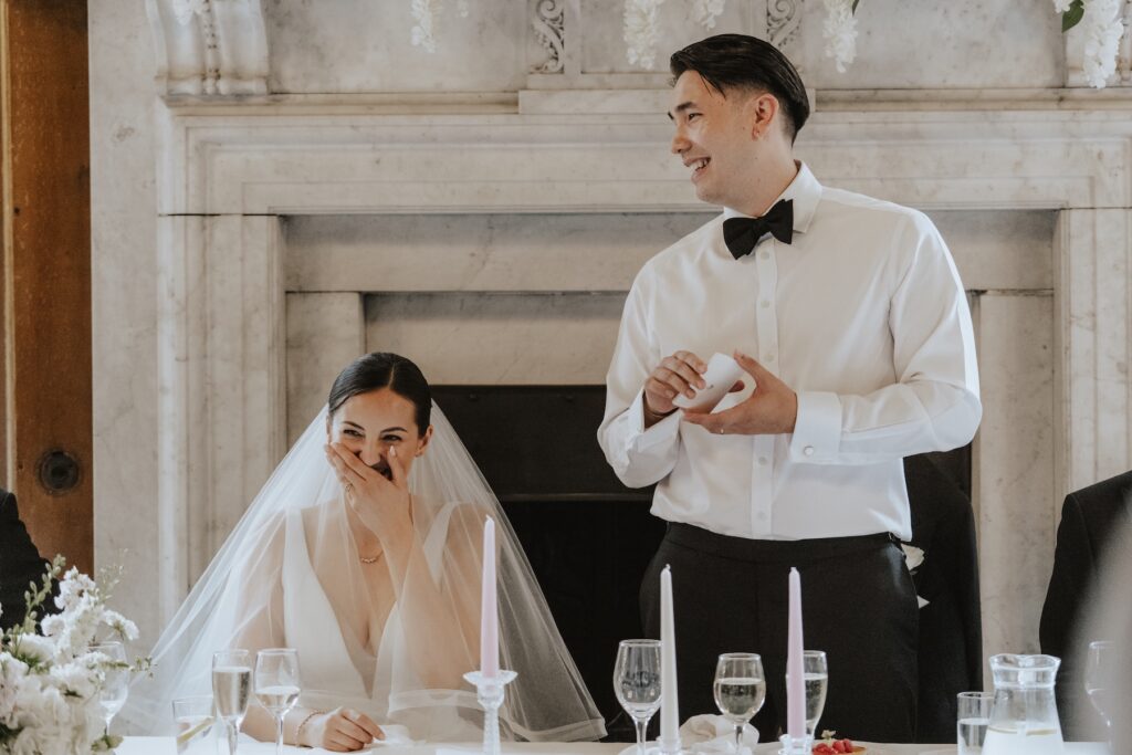 The grooms speech at Gosfield Hall in the banquet hall