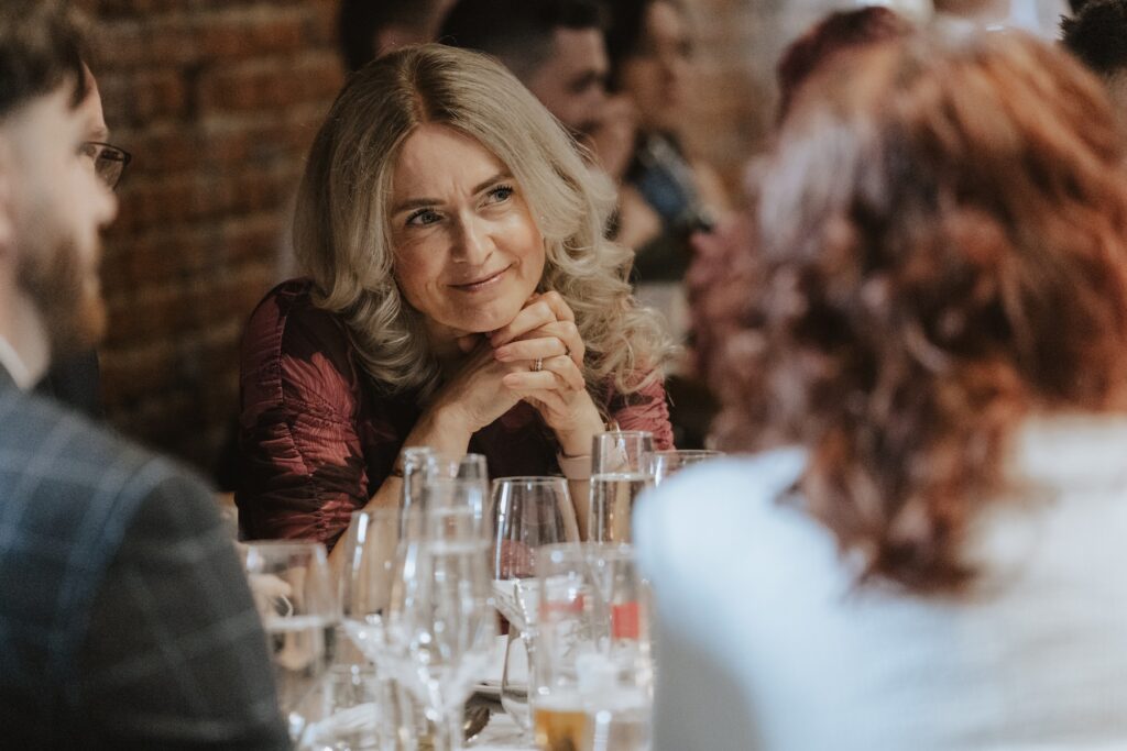 Heartfelt speeches during wedding meal at Copdock Hall Suffolk