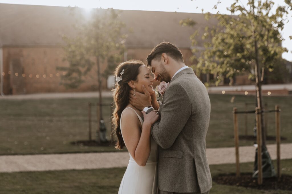 Sunset portraits captured by Suffolk wedding photographer at Copdock Hall
