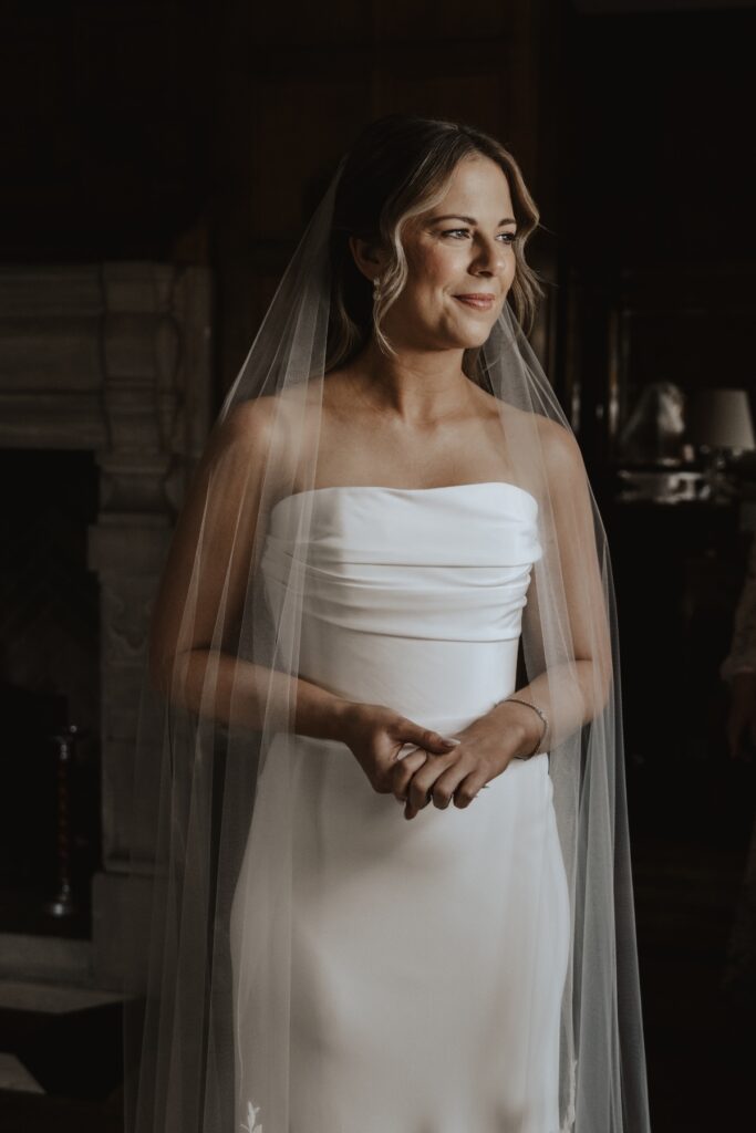 Hengrave Hall bridal suite with bridal portraits before the ceremony