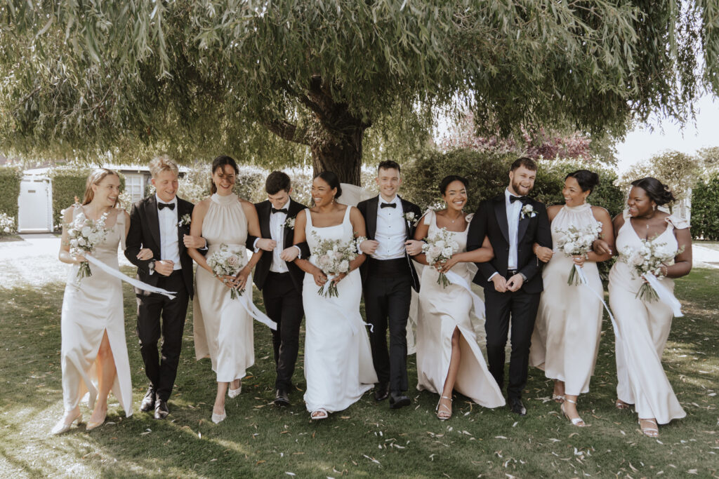 Essex wedding photographer capturing bridesmaids and groomsmen portraits