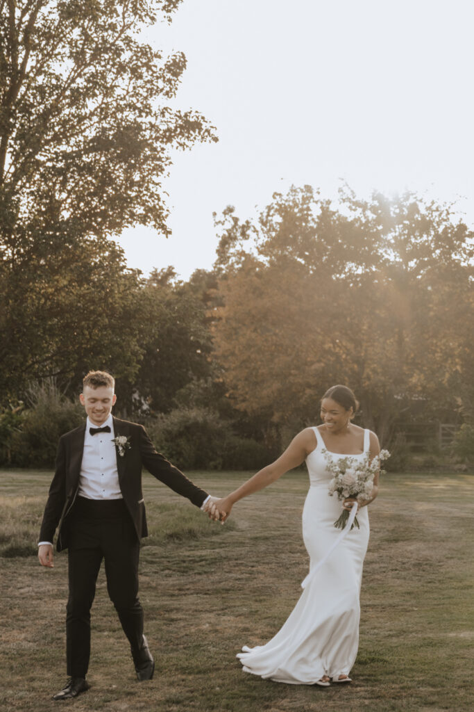 Romantic sunset portrait with golden skies in the background