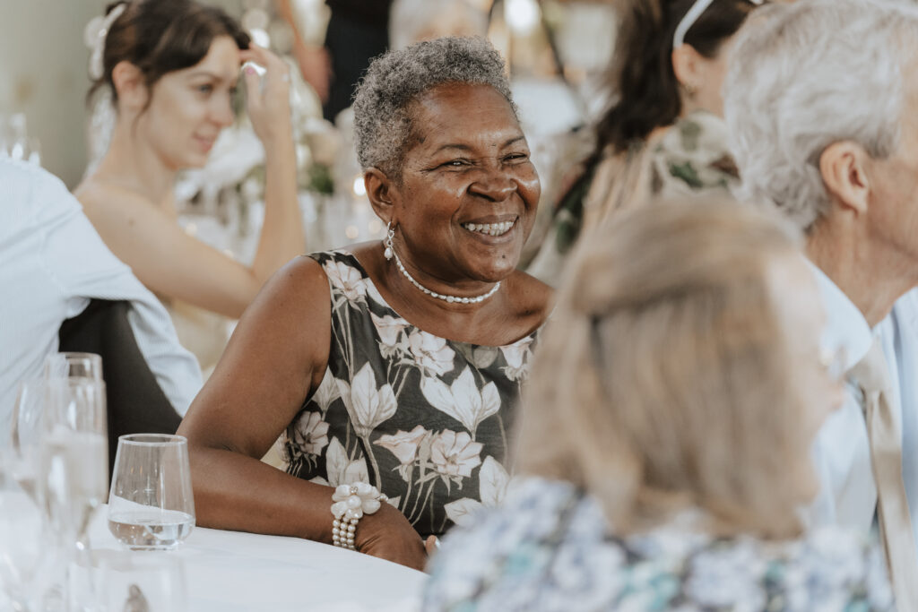 Candid laughter during the best man’s speech at High House