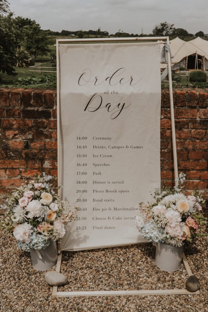 Order of the day sign at Jimmy's Farm