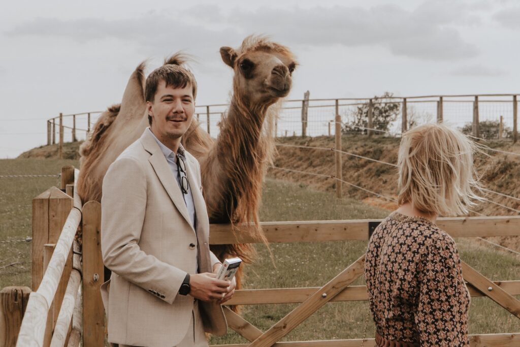 Animal interaction with guests during the zoo hour at Jimmy’s Farm in Suffolk