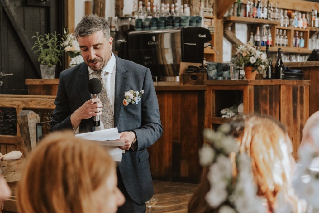 Speeches during a wedding at Jimmy's Farm