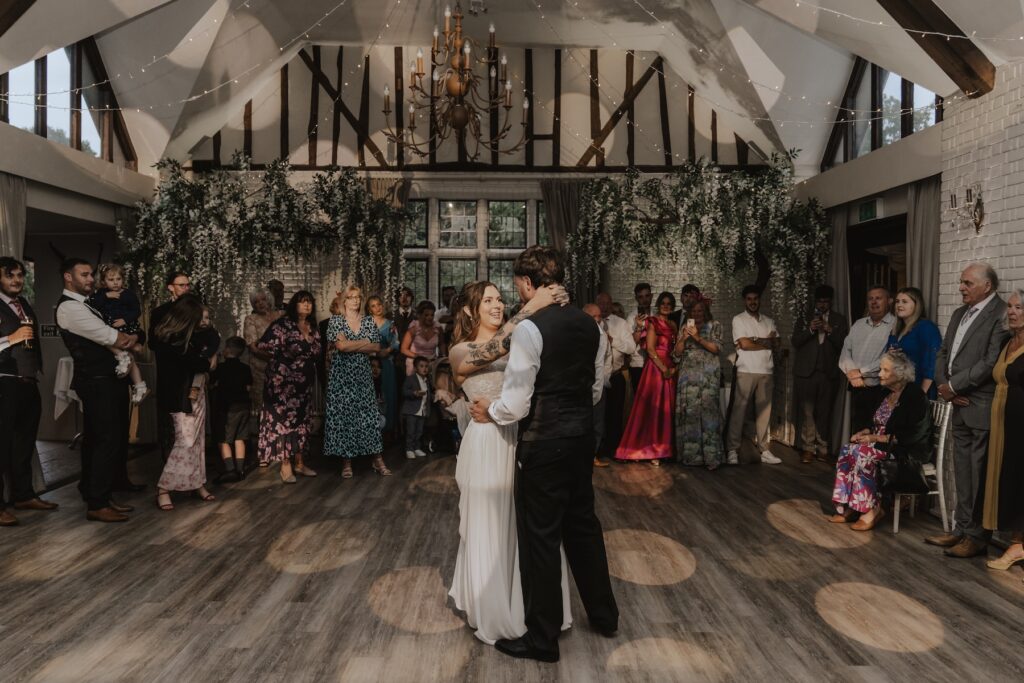 Suffolk wedding photographer capturing the first dance at Seckford Hall