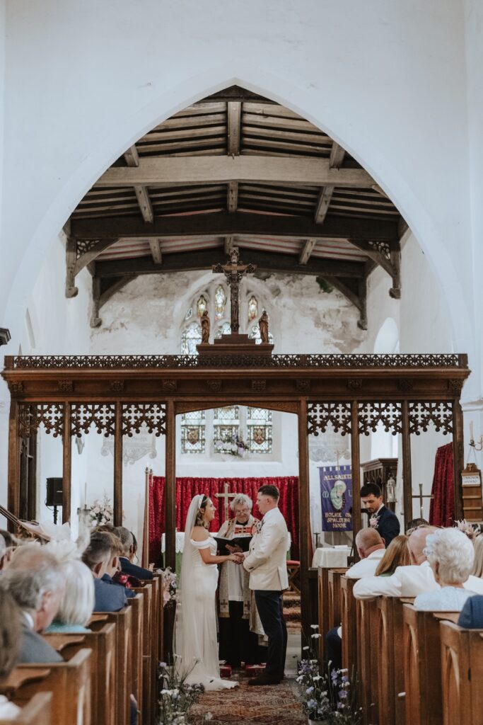 Wedding rings exchange during a traditional Yorkshire ceremony
