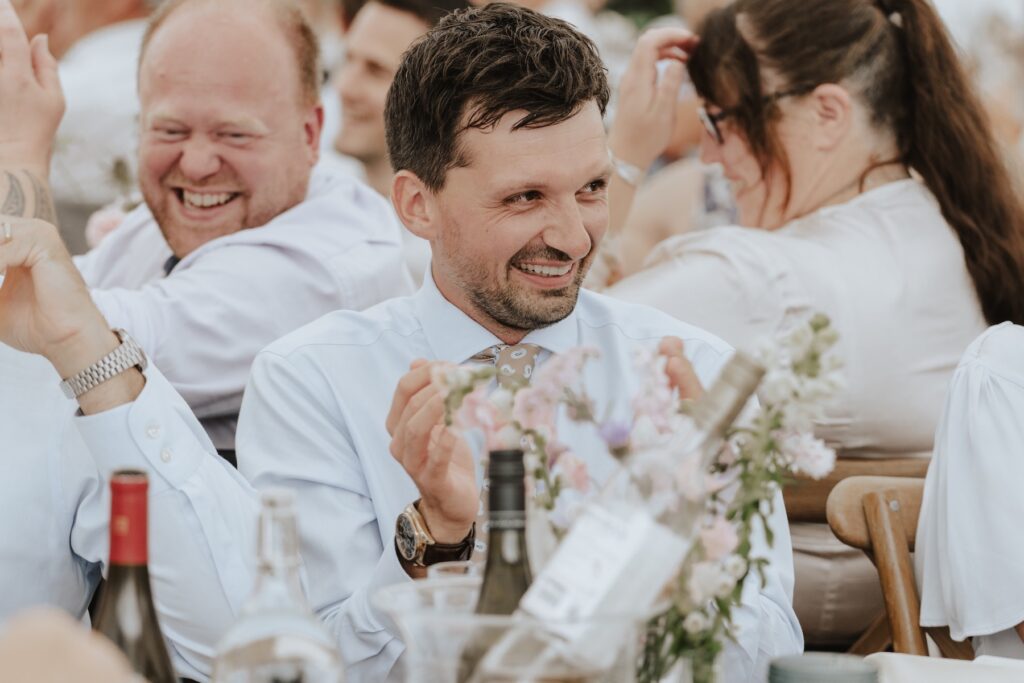 Yorkshire wedding photographer capturing guest candids during speeches
