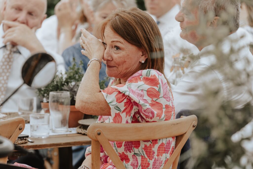Emotional moments of the guests during wedding speeches