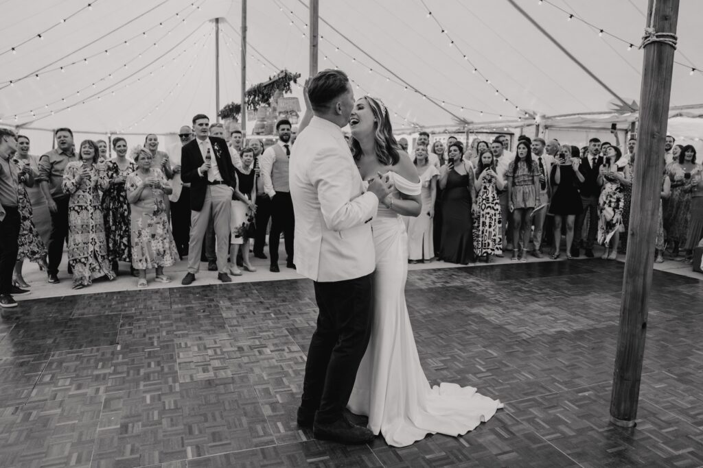 The bride and groom's first dance by Yorkshire wedding photographer
