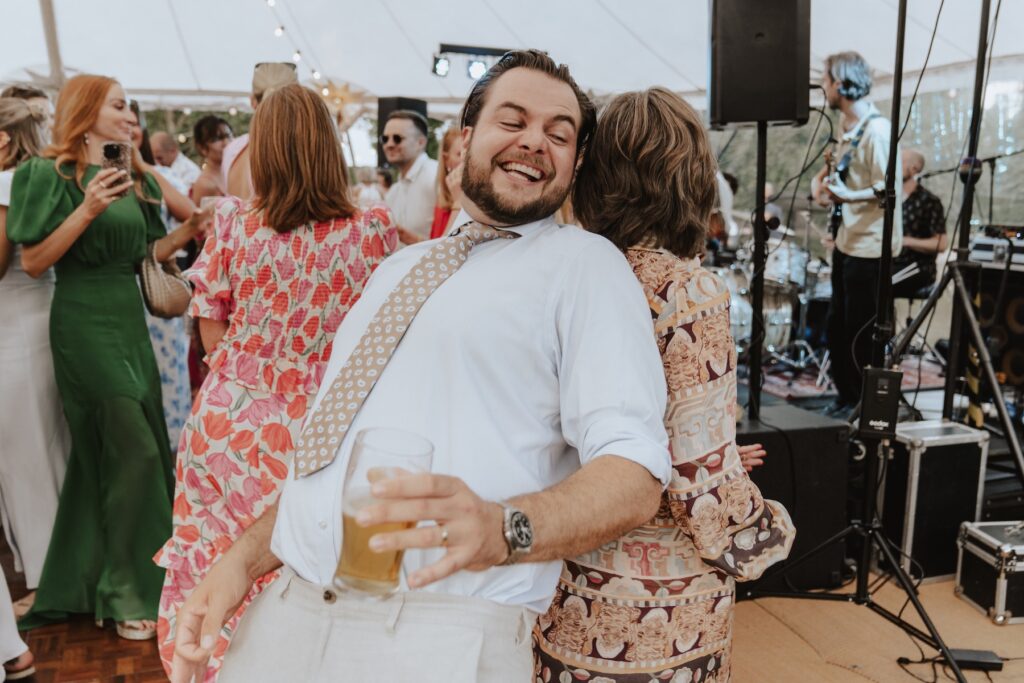 Dance floor moments of the guests in Yorkshire home wedding