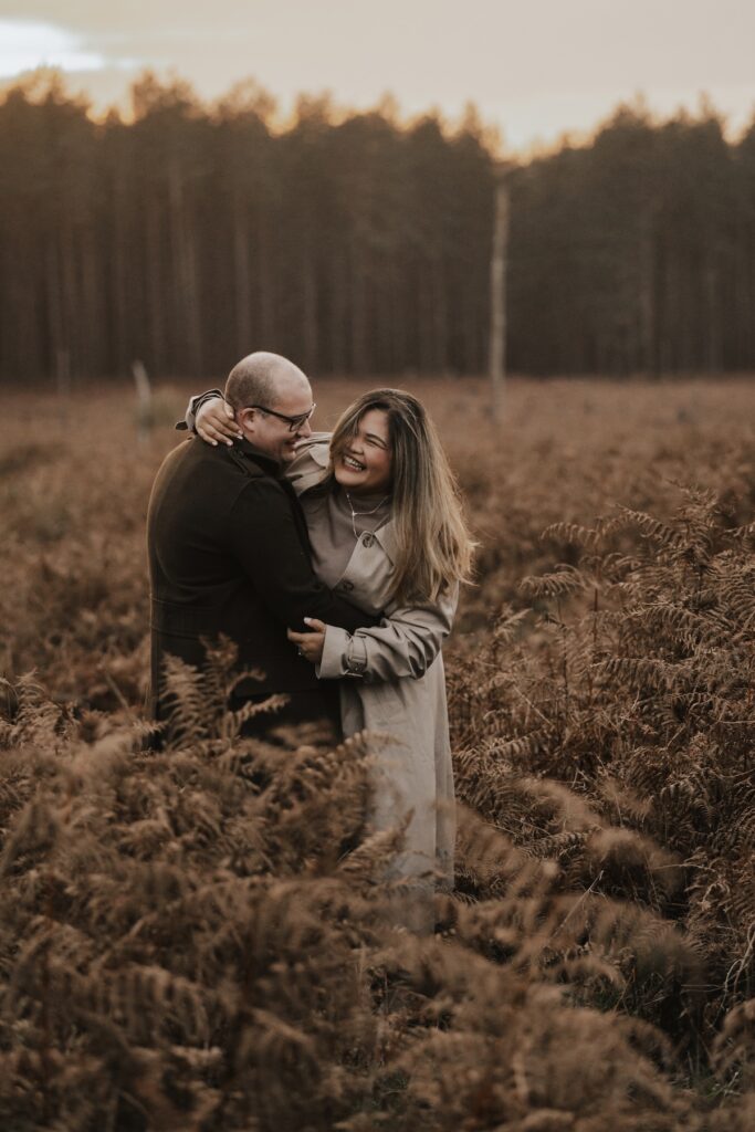 Suffolk wedding photographer capturing engagement session at Thetford Forest in Suffolk