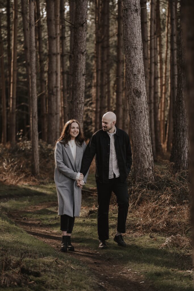 Norfolk couples photographer capturing Thetford Forest engagement session in Norfolk