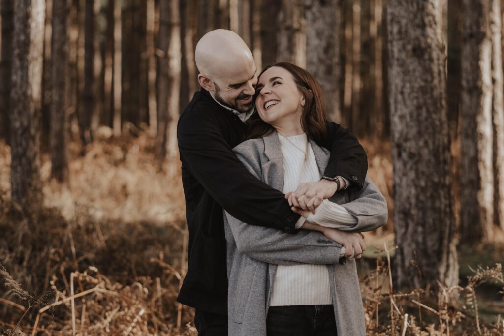 Wedding photographer photographer in Norfolk capturing a couple at Thetford Forest