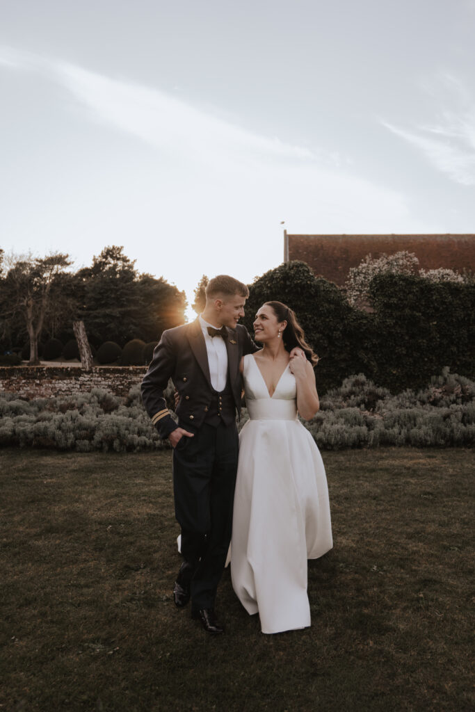 Suffolk wedding photographer capturing golden hour with the bride and groom
