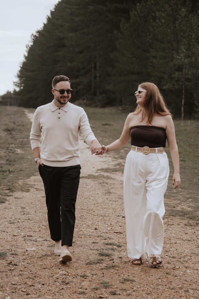A couple during their Suffolk engagement session at Kings Forest