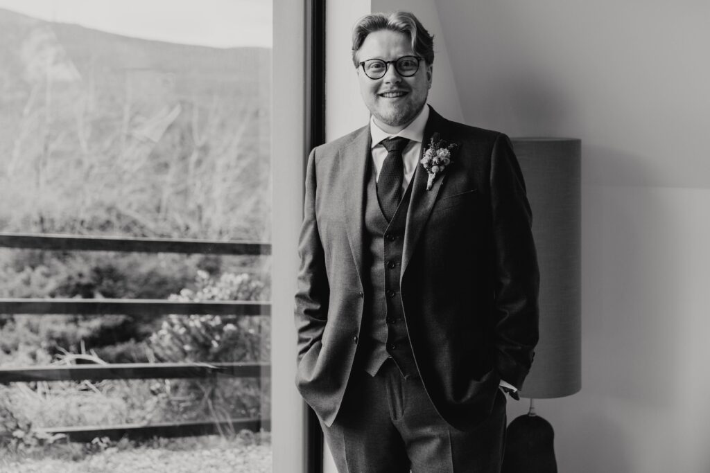 Intimate Scotland elopement morning inside a cosy Highland cabin