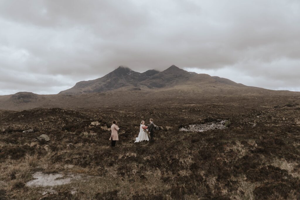 Private Isle of Skye elopement ceremony overlooking the Cuillin mountains