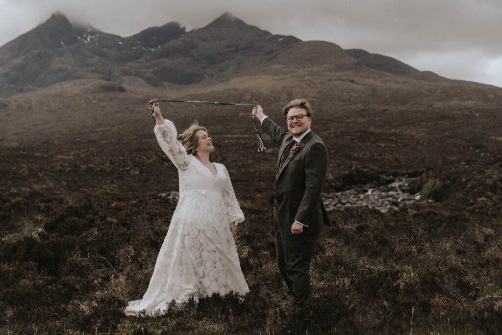 The couple having just tied the knot on the Isle of Skye