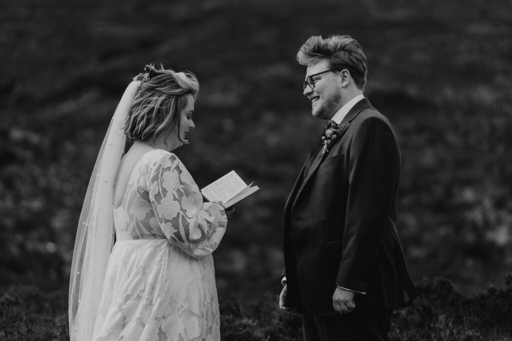 Vows being shared at Sligachan on Skye