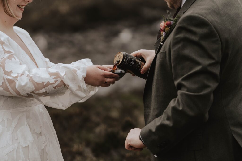 A couple having a quiach on the Isle of Skye