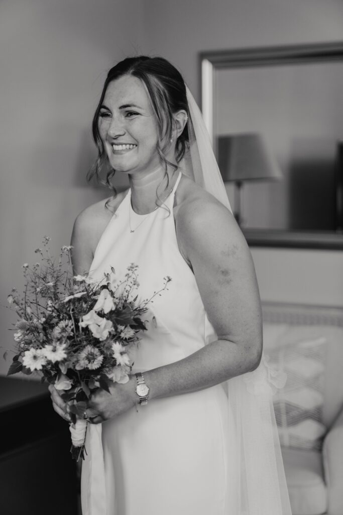 Bridal portraits in the cottage at Dungalss Estate