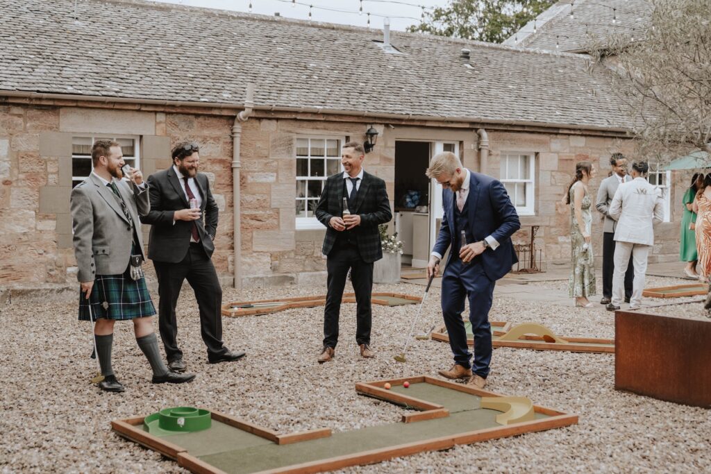 Crazy golf during Dunglass Estate wedding reception