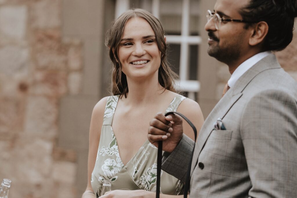 Drinks reception in the gardens at Dunglass Estate
