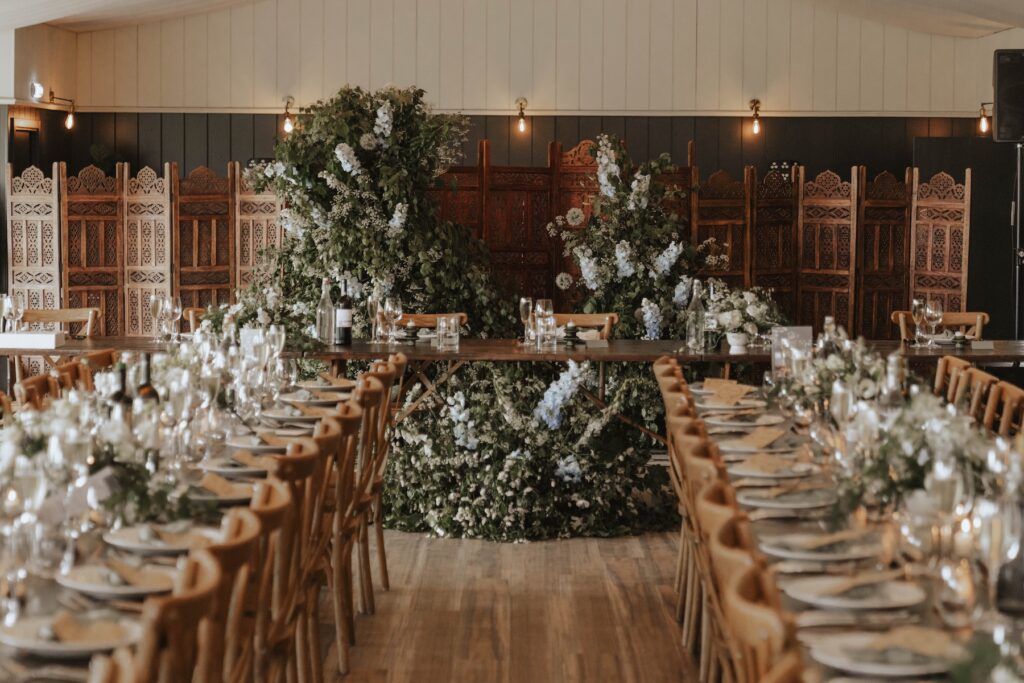 Floral wedding reception at Dunglass Estate